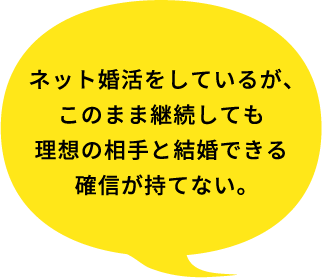 ネット婚活をしているが、このまま継続しても理想の相手と結婚できる確信が持てない。